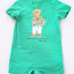 Ralph Lauren Green Polo Bear Romper
